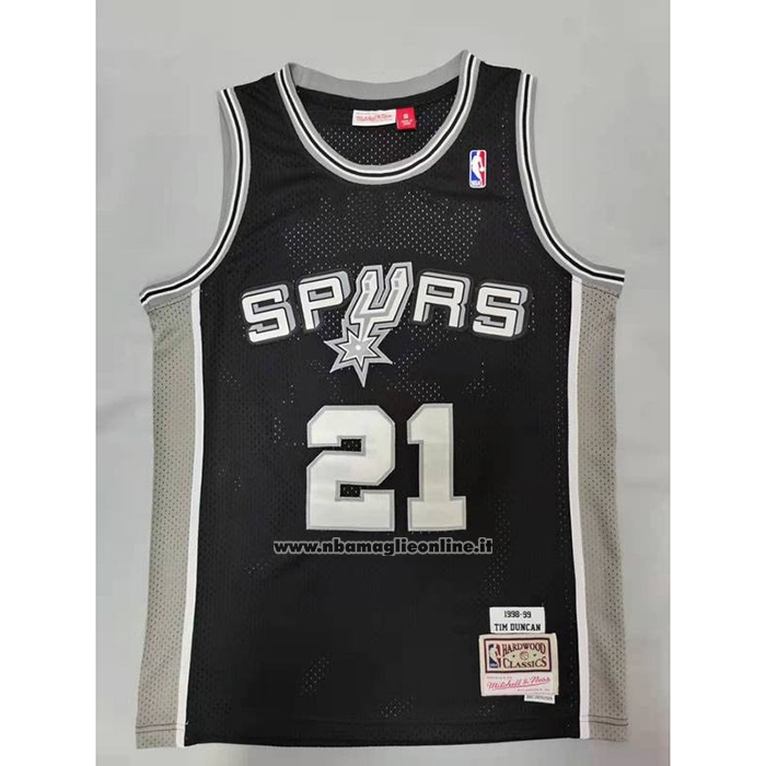 Maglia San Antonio Spurs Tim Duncan #21 Mitchell & Ness 1998-99 Nero2